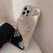 Load image into Gallery viewer, Three-dimensional electroplating love 13 suitable for 17 Apple 15ProMax mobile phone case mirror iPhone16 advanced sense 14 hard