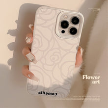 Load image into Gallery viewer, Simple camellia Apple 16 mobile phone case 17promax leather 11 for iPhone13 advanced sense 15 literature and art
