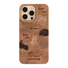 Load image into Gallery viewer, Leather cartoon for 16promax iPhone case iPhone 15 full screen cat 14 plush rope 17 autumn and winter