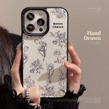 Load image into Gallery viewer, Lambskin Apple 15 mobile phone case 17promax Camellia Rose 11 for iPhone16 Art Premium 12