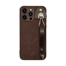 Load image into Gallery viewer, Applicable to iPhone15 iPhone case 14Pro max retro leather wristband 11 premium ins moon pit pattern 13