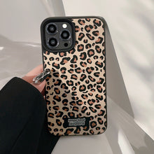 Load image into Gallery viewer, Maillard leopard print iPhone case iPhone16 autumn and winter 17 for 14 leather print 15promax autumn and winter personality
