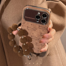 Load image into Gallery viewer, Fun lines puppy flannel for apple 15 mobile phone case iphone16promax lanyard 14 all-inclusive 17 soft