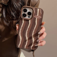 Load image into Gallery viewer, Brown striped iPhone 15 case 17promax retro premium 11 for iPhone13 leather anti-drop hard