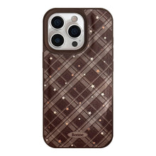 Load image into Gallery viewer, Warm brown rhombus star Apple 17 mobile phone case iPhone16promax leather 15 suitable for 13 retro 11 anti-drop