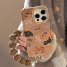 Load image into Gallery viewer, Leather cartoon for 16promax iPhone case iPhone 15 full screen cat 14 plush rope 17 autumn and winter