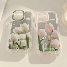 Load image into Gallery viewer, Mirror suitable for 16ProMax Apple 15 mobile phone case iPhone17 pink and white tulip 12 small fresh 11 anti-drop