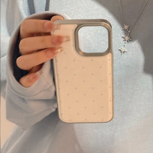 Load image into Gallery viewer, Korean simple polka dot Apple 16 mobile phone case 17promax leather 15 for iPhone13 personality 14 couples