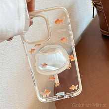 Load image into Gallery viewer, Mirror cat magnetic suction bracket 16promax transparent iPhone17 mobile phone case suitable for 13 small goldfish 14 national style