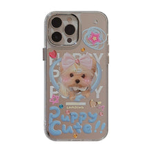 Load image into Gallery viewer, Dopamine puppy 17promax iPhone case for iphone16 cute 13 makeup mirror 15 sticker diamond