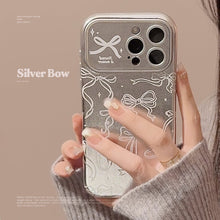 Load image into Gallery viewer, Japanese and Korean style is suitable for iphone16 Apple 15 mobile phone case 14promax full screen bow 17 leather 12 electroplating