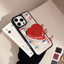 Load image into Gallery viewer, ins Korean cartoon suitable for 16 Apple 17Pro Max mobile phone case iphone14 mirror 13 love bracket 15