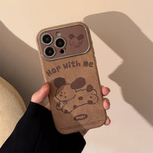 Load image into Gallery viewer, Brown cartoon for iphone16 iPhone case 15promax suede 14 hairball rope 17 autumn and winter couple