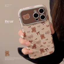 Load image into Gallery viewer, Cute bear flower for iphone16 apple 15 mobile phone case 13promax leather 17 literary and fresh 12