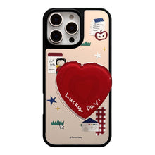 Load image into Gallery viewer, ins Korean cartoon suitable for 16 Apple 17Pro Max mobile phone case iphone14 mirror 13 love bracket 15