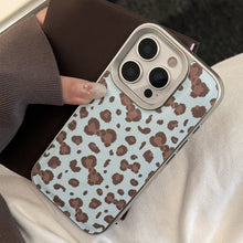 Load image into Gallery viewer, Vintage leopard print bow iPhone 17 case 16promax leather 15 for iPhone13 silver edge 11 hard