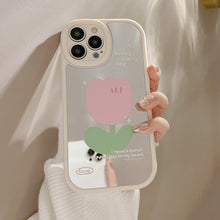 Load image into Gallery viewer, Flower mirror iphone15promax iPhone case 16 soft case XR makeup mirror 11 suitable for 8p hair 14