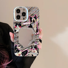 Load image into Gallery viewer, Fun little black cat for iPhone15 mobile phone case Apple 13 electroplated silver 17promax mirror 16 hard case 11