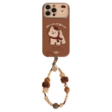 Load image into Gallery viewer, Brown three-dimensional West Highland suitable for Apple 15promax mobile phone case iphone16 leather cartoon 17 lanyard 14
