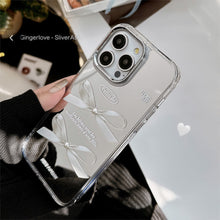 Load image into Gallery viewer, Mirror surface is suitable for Apple 16Pro mobile phone case max three-dimensional pearl bow iphone15 temperament 13 anti-drop 17
