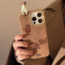 Load image into Gallery viewer, ins three-dimensional cat is suitable for iphone16 iPhone case 17pro max Apple 15 hairball rope 13 suede.