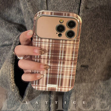 Load image into Gallery viewer, Brown plaid for iphone16promax mobile phone case Apple 15/14 anti-drop 13 lanyard 16 advanced 17