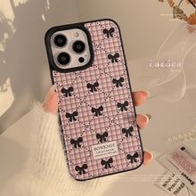 Load image into Gallery viewer, Korean bow plaid phone case 16 Apple 17promax sweet 11 for iPhone15 leather 13 winter