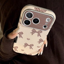 Load image into Gallery viewer, Leopard print bow iphone17 apple 16promax mobile phone case 15 for 13 sweet and cool retro 14 leather case