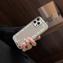 Load image into Gallery viewer, Electroplated silver edge for 16 apple 15promax mobile phone case iphone17 literary lily flower 13 mirror hard