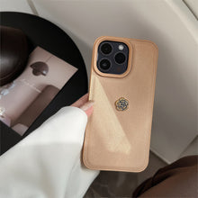 Load image into Gallery viewer, Light luxury camellia for Apple 16 mobile phone case iPhone17promax solid color lychee pattern 11 autumn and winter 13 hard