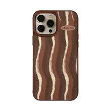 Load image into Gallery viewer, Brown striped iPhone 15 case 17promax retro premium 11 for iPhone13 leather anti-drop hard