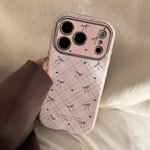 Load image into Gallery viewer, Applicable to Apple 17promax mobile phone case iphone16 leather plaid bow 15 retro 13 soft 12 all-inclusive