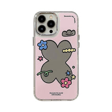 Load image into Gallery viewer, Pink flower geometric iPhone16 for 17promax iPhone case 11 Literature 13 Electroplating mirror 12
