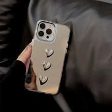 Load image into Gallery viewer, Metal three-dimensional love 17 for 11 Apple 15ProMax mobile phone case iPhone16 light luxury 14 mirror tide