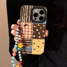 Load image into Gallery viewer, Retro ins polka dot splicing for iphone16 apple 17 mobile phone case 15pro max leather 14 lanyard 13
