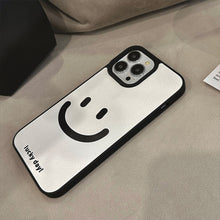 Load image into Gallery viewer, Minimal cure smiley face Apple phone case 17promax leather pattern 11 suitable for iPhone16 advanced sense 15 anti-drop