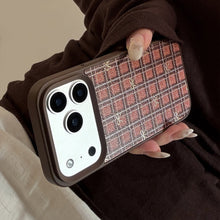 Load image into Gallery viewer, Gilt Apple 16 mobile phone case 17promax retro plaid bow 11 for iPhone15 leather anti-drop