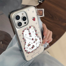 Load image into Gallery viewer, ins wind cute bunny strawberry suitable for 16 apple 15pro max mobile phone case iphone17 mirror 13 electroplating