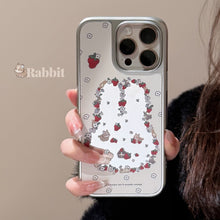 Load image into Gallery viewer, ins wind cute bunny strawberry suitable for 16 apple 15pro max mobile phone case iphone17 mirror 13 electroplating