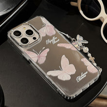 Load image into Gallery viewer, Mirror super fairy butterfly pendant, suitable for apple 15pro mobile phone case max temperament iphone16 anti-drop 13 hard 17