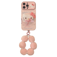 Load image into Gallery viewer, Cute pink bow cat for iphone16promax mobile phone case Apple 15 three-dimensional leather 14 bracelet 17