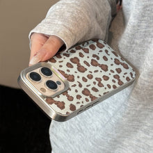 Load image into Gallery viewer, Vintage leopard print bow iPhone 17 case 16promax leather 15 for iPhone13 silver edge 11 hard