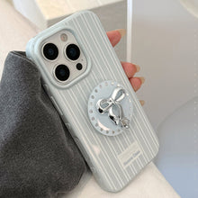 Load image into Gallery viewer, Silver bow holder Apple 16 mobile phone case iphone17 for 12 light luxury 15promax blue stripe 13 soft