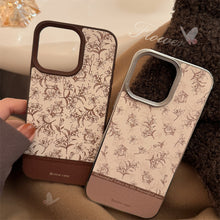Load image into Gallery viewer, Ins Sketch Flower iPhone 16 Case 17Pro Max Leather 15 For iPhone13 Retro 11 Hard Case