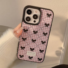 Load image into Gallery viewer, Korean bow plaid phone case 16 Apple 17promax sweet 11 for iPhone15 leather 13 winter