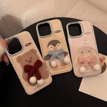 Load image into Gallery viewer, Fun plush animal Apple 16 mobile phone case 17promax cortex three-dimensional 15 suitable for iPhone13 hair generation