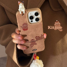 Load image into Gallery viewer, ins three-dimensional cat is suitable for iphone16 iPhone case 17pro max Apple 15 hairball rope 13 suede.