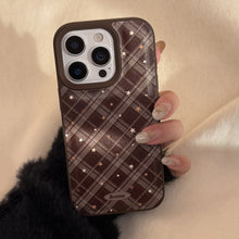 Load image into Gallery viewer, Warm brown rhombus star Apple 17 mobile phone case iPhone16promax leather 15 suitable for 13 retro 11 anti-drop