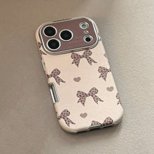 Load image into Gallery viewer, Leopard print bow iphone17 apple 16promax mobile phone case 15 for 13 sweet and cool retro 14 leather case