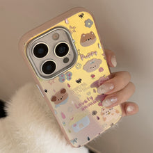 Load image into Gallery viewer, Gilt colored small animals are suitable for iphone16 mobile phone case 17Promax laser 15 anti-drop 14 generation 13 hard